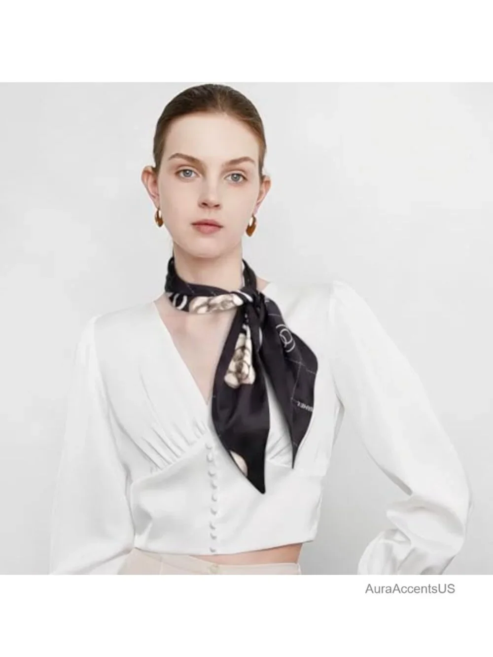 Square Satin Silk Like Head Scarf - 59 x 5.9 inches - Multifunctional Neck